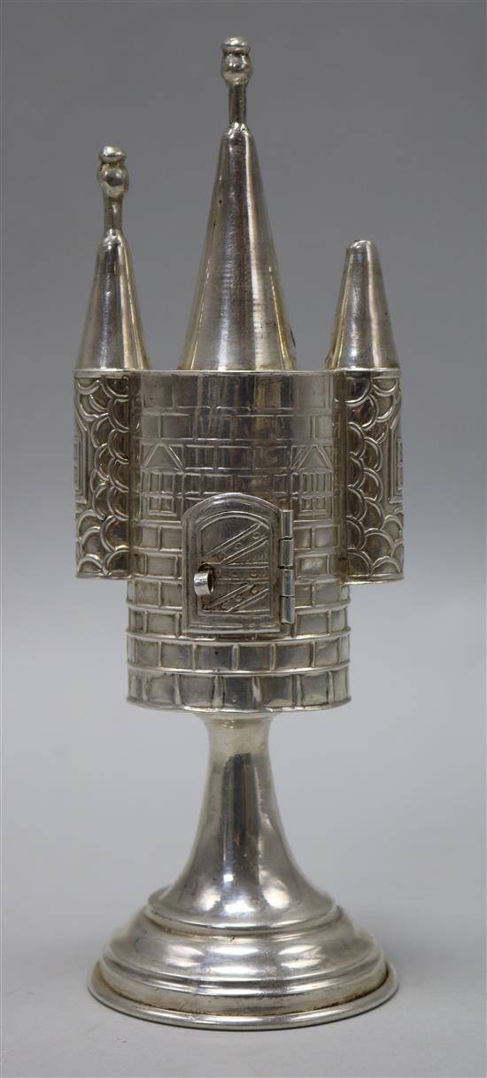 A sterling silver spice tower, 19.2cm.